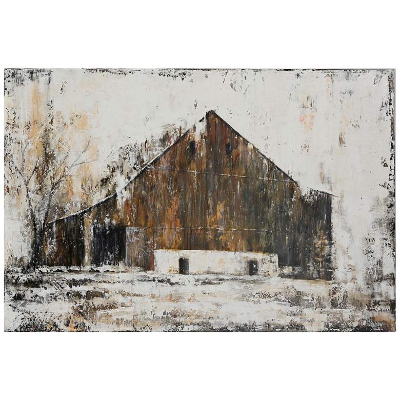 Image 1 Aged Barnhouse 59 inchW Hand-Painted Stretched Canvas Wall Art