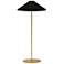 Aged Brass Metal Modern Floor Lamp with Tapered Black Shade