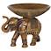 Aged Brown Elephant Sculpture with Serving Bowl