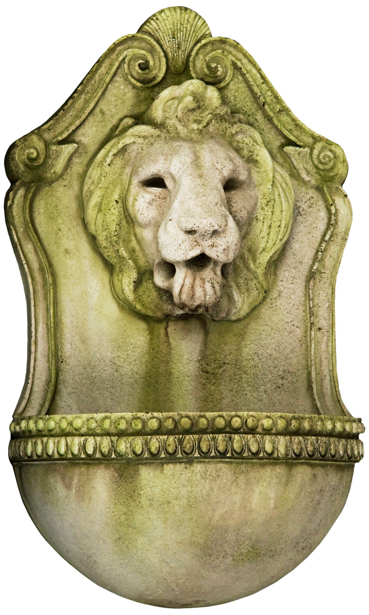 Image 2 Aged Lion 23 1/2" High White Moss Outdoor Wall Fountain - Made to Order