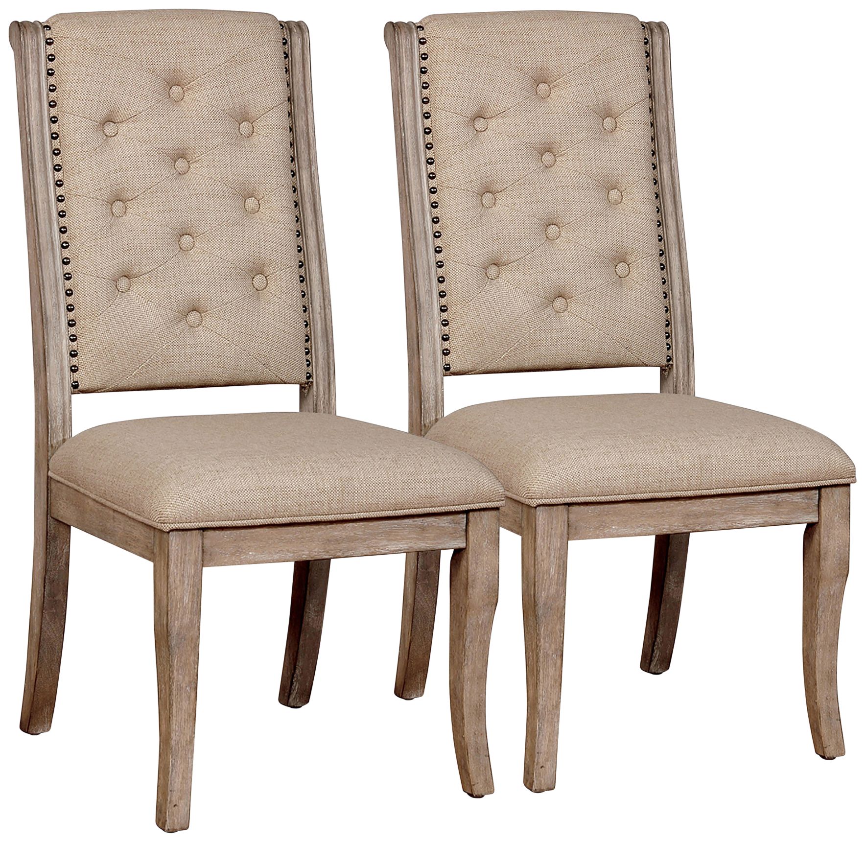 On sale Set of 2 beige tufted chairs