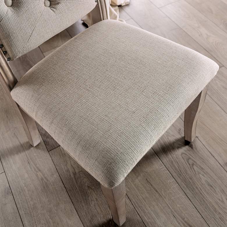 Image 4 Aggate Beige Tufted Fabric Side Chairs Set of 2 more views