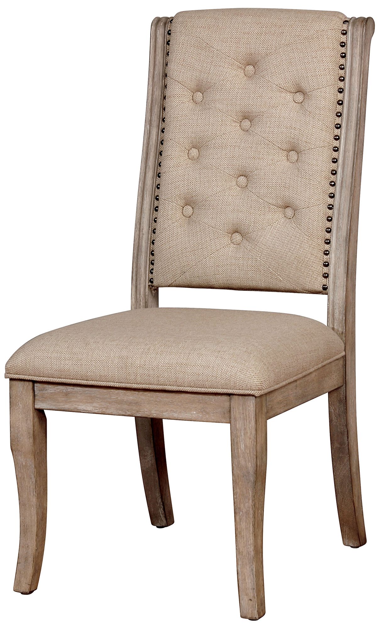 Aggate Beige Tufted Fabric Side Chairs Set of 2