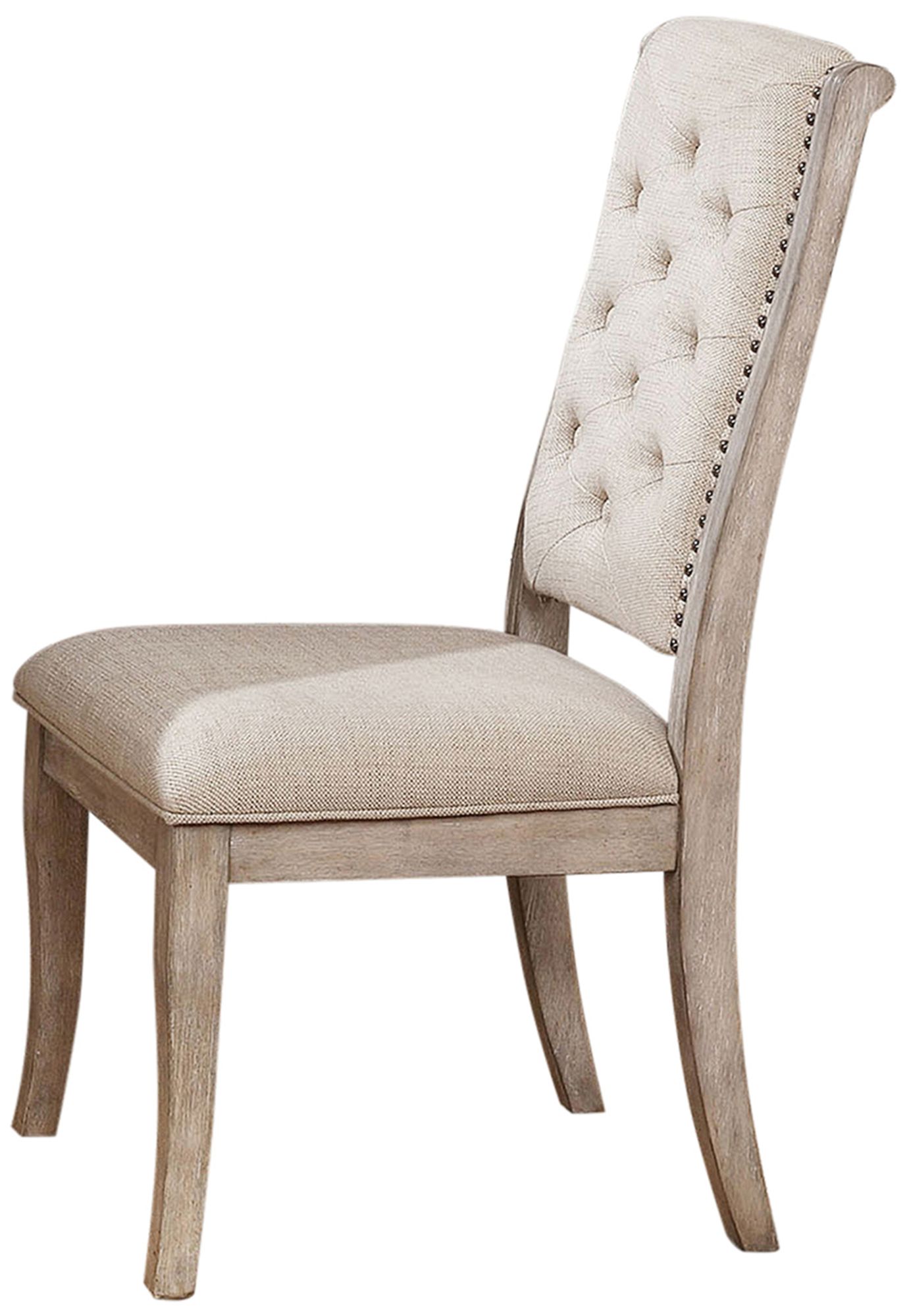 Aggate Beige Tufted Fabric Side Chairs Set of 2