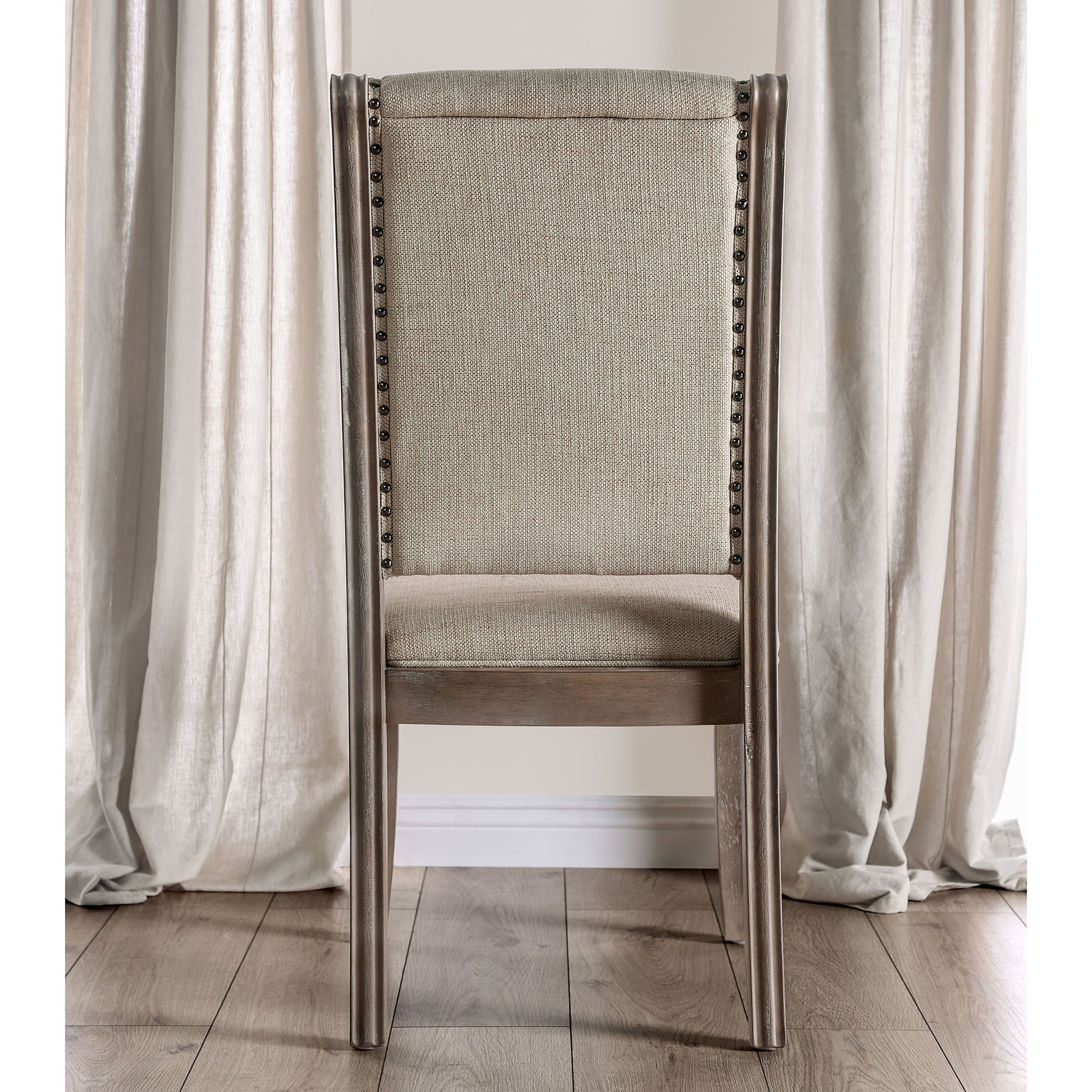 Aggate Beige Tufted Fabric Side Chairs Set of 2