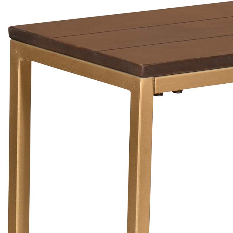 Image 3 Aggie 16" Wide Elm Top and Gold Frame Computer Tray Table more views