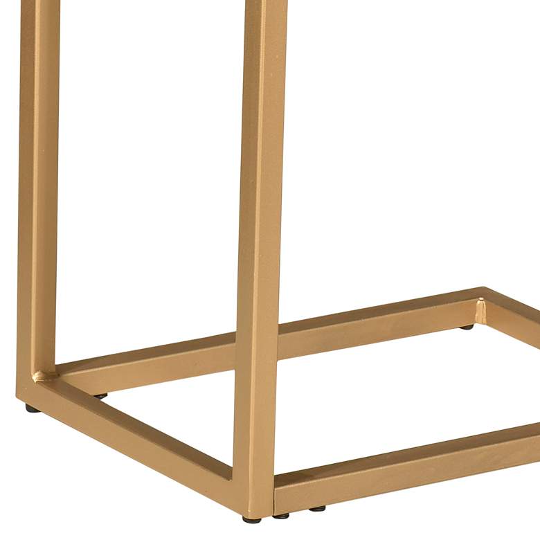 Image 4 Aggie 16" Wide Elm Top and Gold Frame Computer Tray Table more views