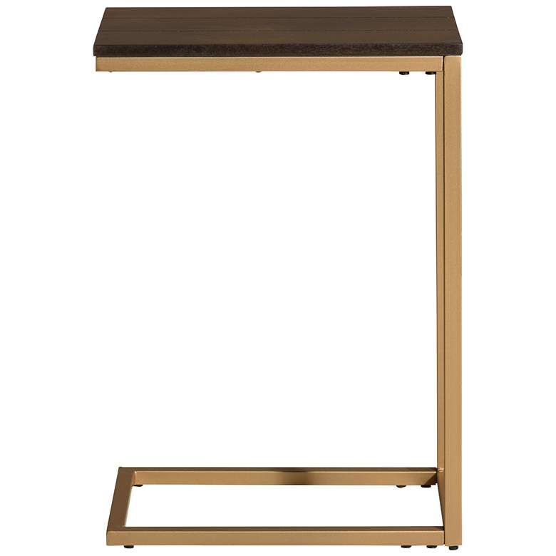 Image 5 Aggie 16" Wide Elm Top and Gold Frame Computer Tray Table more views