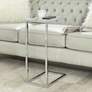 1_Aggie 16" Wide Glass Top and Chrome Modern Computer Tray Table