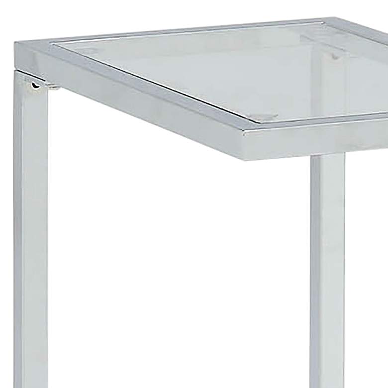Image 3 Aggie 16" Wide Glass Top and Chrome Modern Computer Tray Table more views