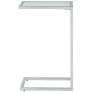 5_Aggie 16" Wide Glass Top and Chrome Modern Computer Tray Table more views