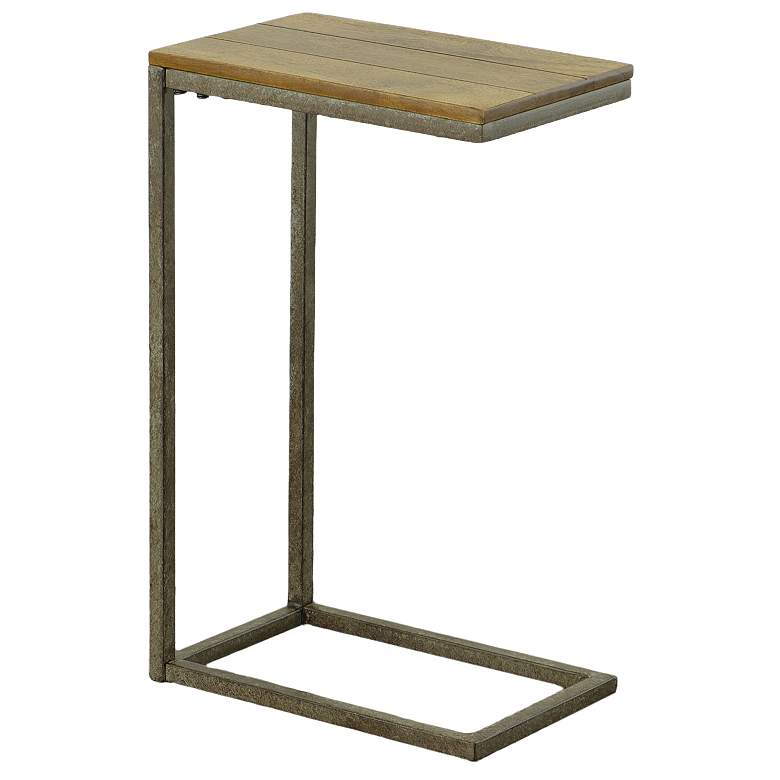 Image 1 Aggie Aged Iron Base Harvest Oak Top C-Form Accent Table