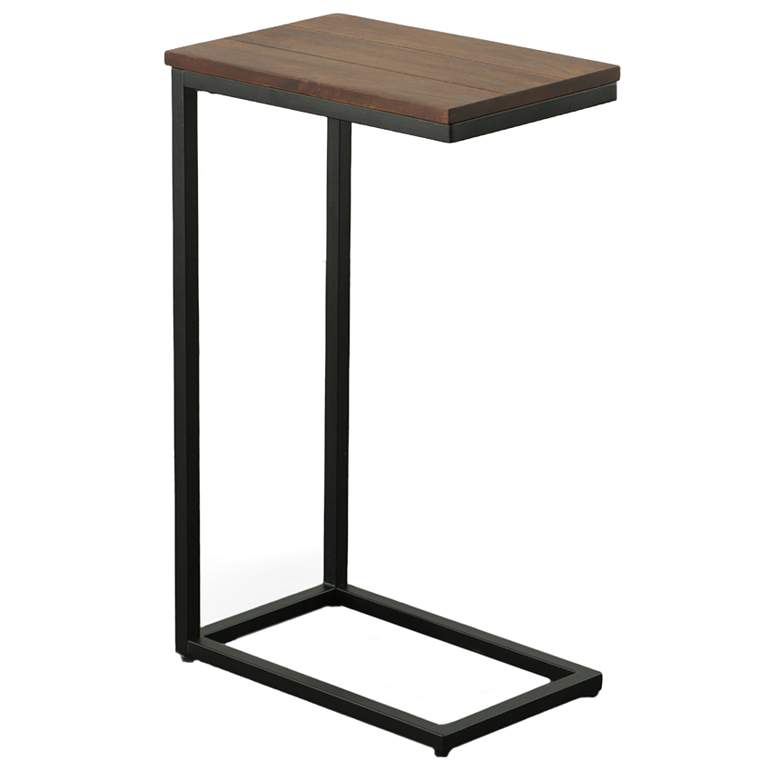Image 1 Aggie Black Base Chestnut Top C-Form Accent Table