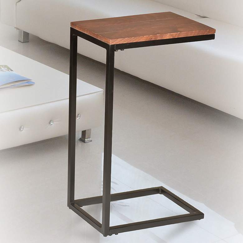 Image 1 Aggie Black Base Chestnut Top C-Form Accent Table