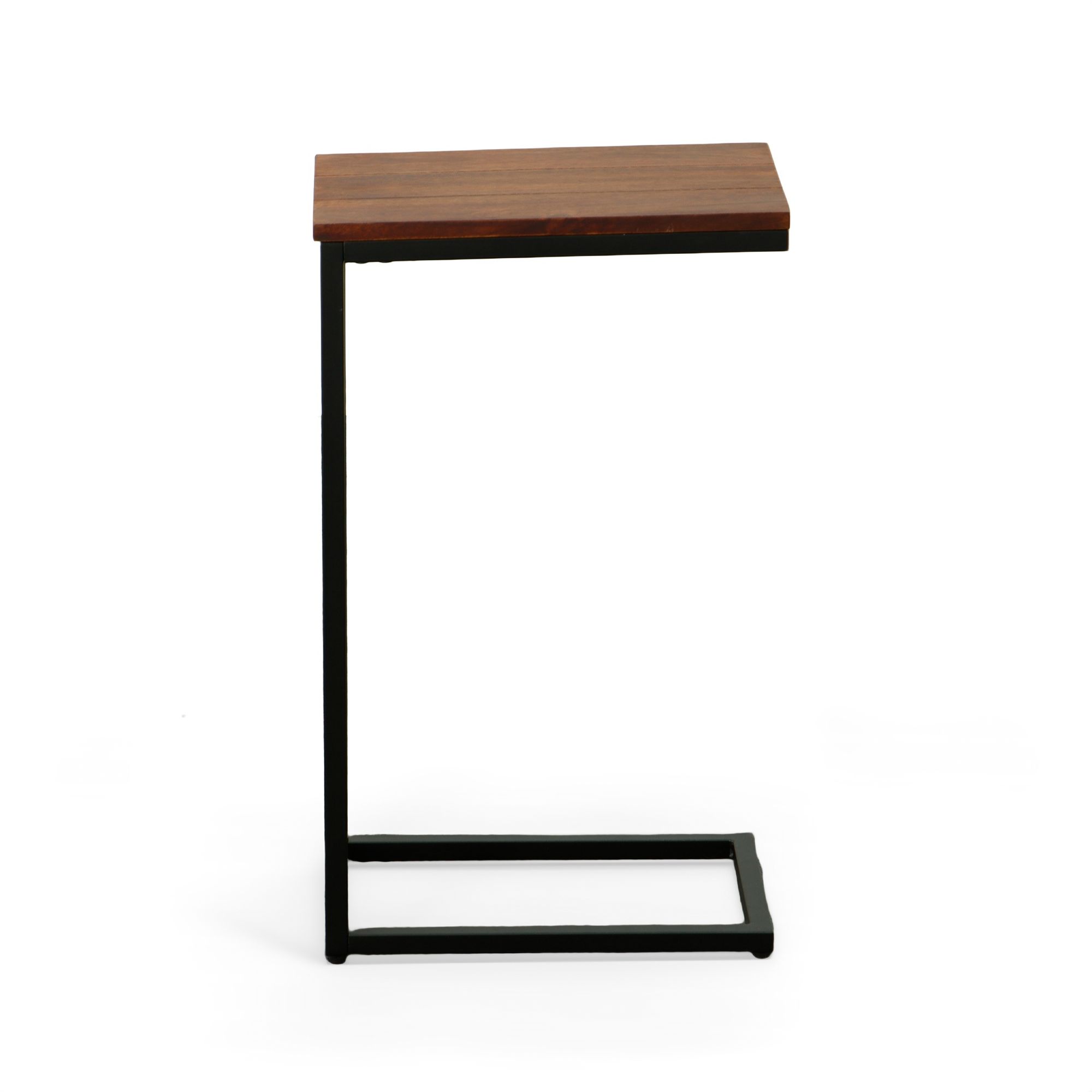 Image 3 Aggie Black Base Chestnut Top C-Form Accent Table more views