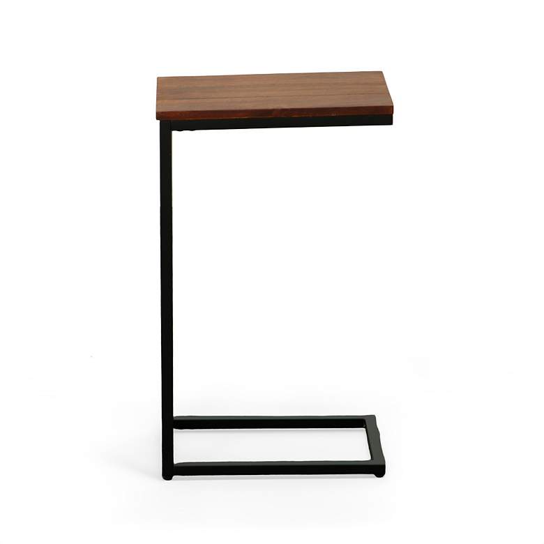 Image 3 Aggie Black Base Chestnut Top C-Form Accent Table more views