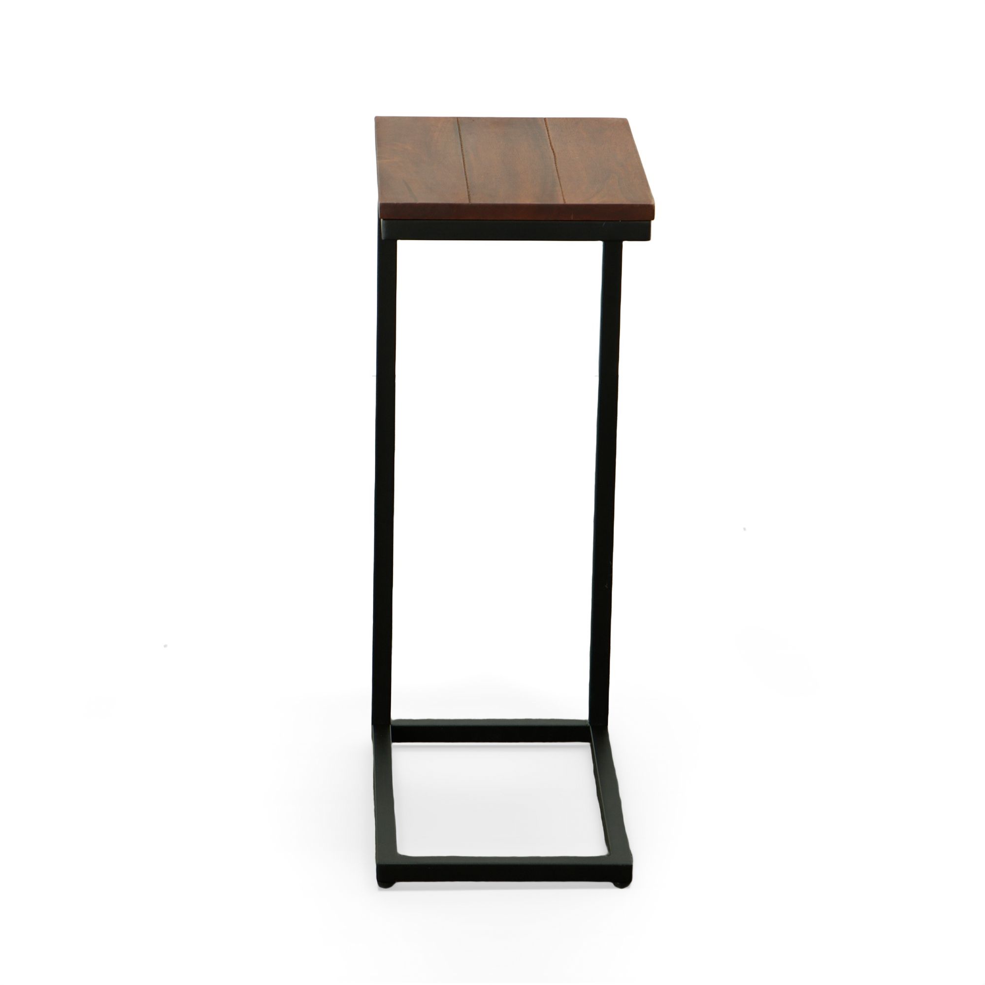 Image 4 Aggie Black Base Chestnut Top C-Form Accent Table more views