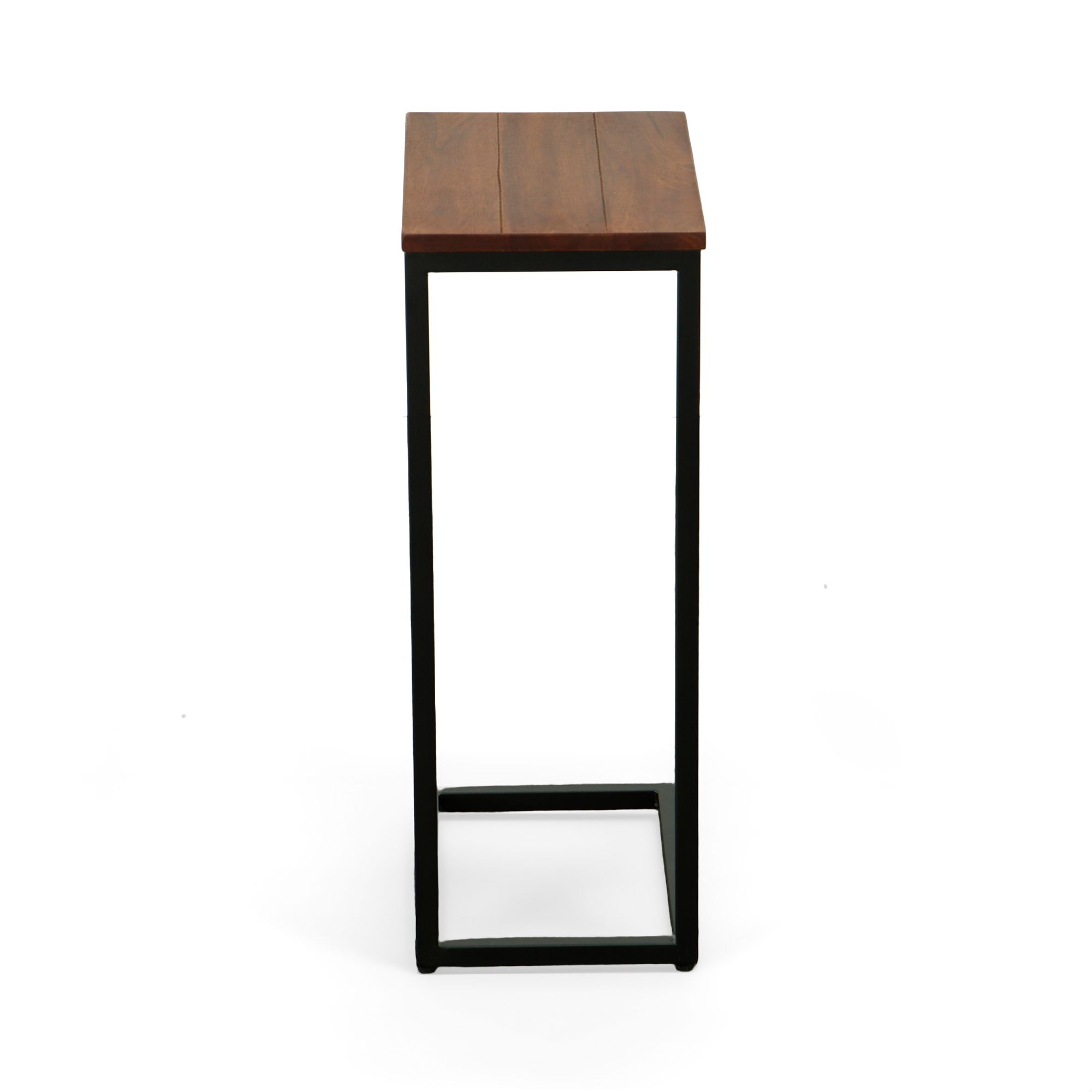 Image 5 Aggie Black Base Chestnut Top C-Form Accent Table more views