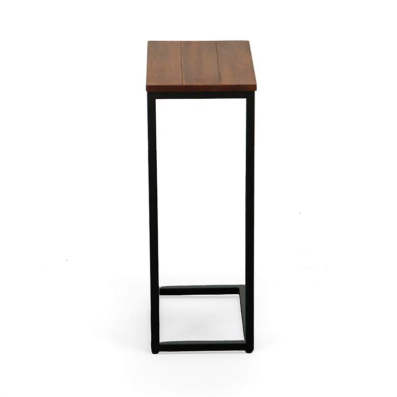 Image 5 Aggie Black Base Chestnut Top C-Form Accent Table more views