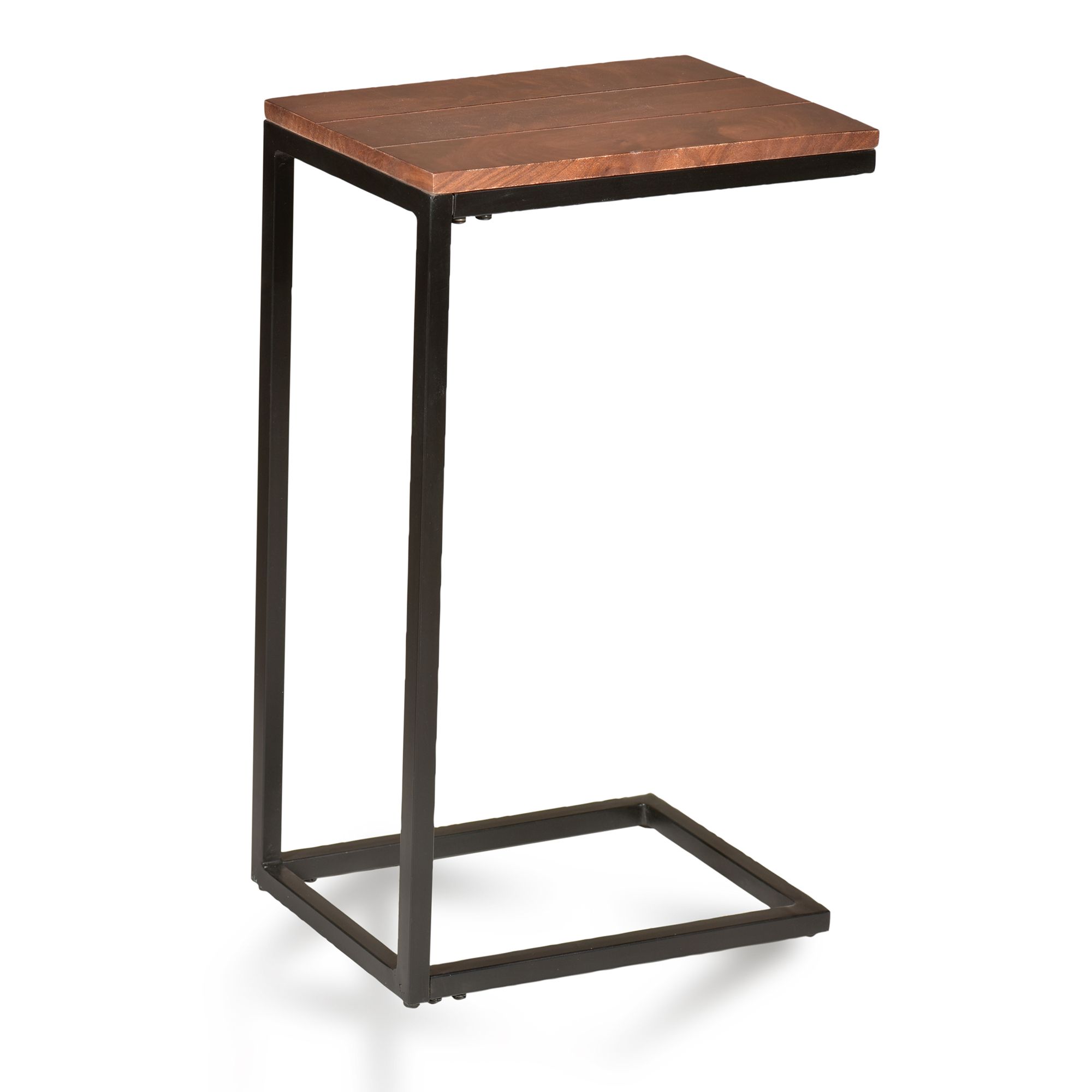 Image 7 Aggie Black Base Chestnut Top C-Form Accent Table more views