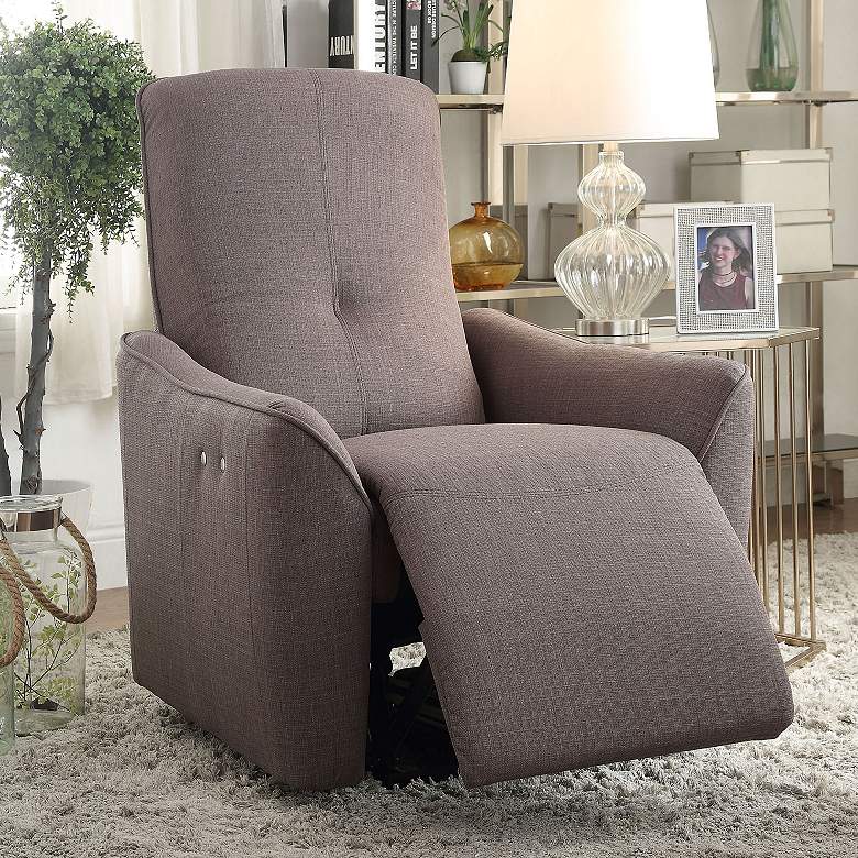 Image 1 Agico Gray Jute Fabric Adjustable Power Recliner