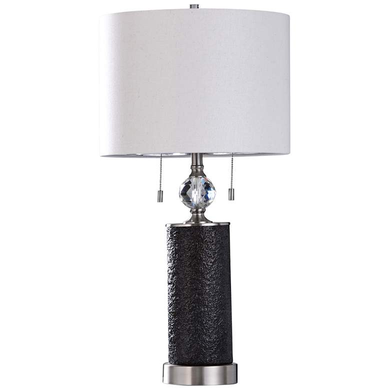 Image 1 Aglona Pedestal 32 inch Modern Textured Coal Black Table Lamp