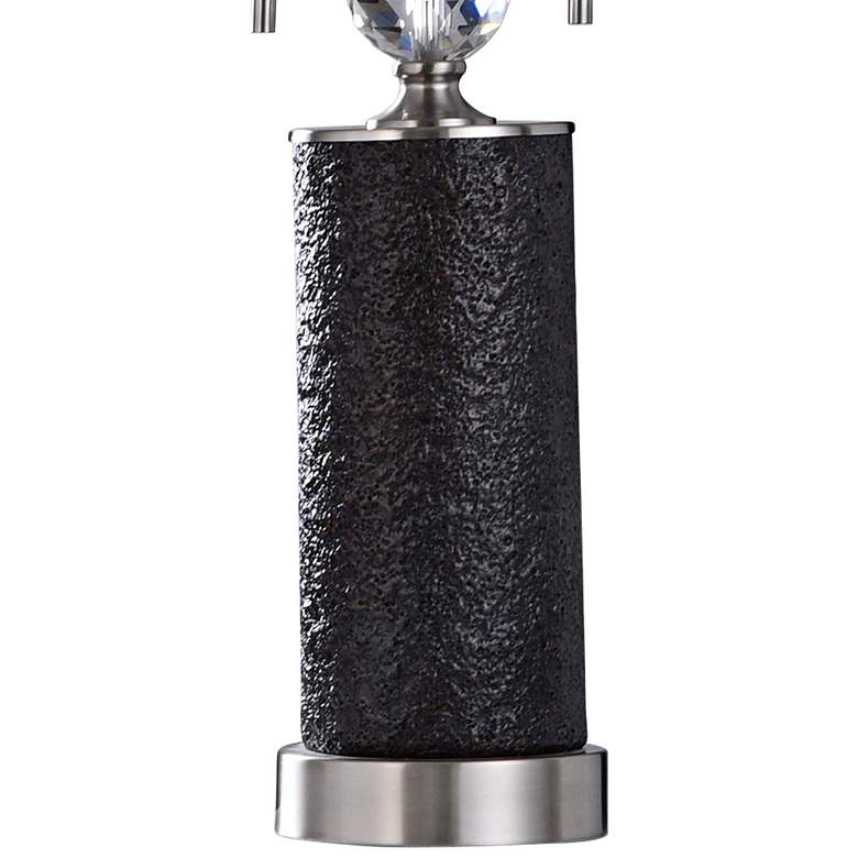 Image 3 Aglona Pedestal 32" Modern Textured Coal Black Table Lamp more views
