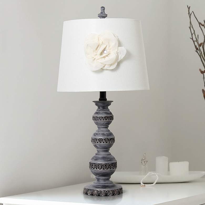 Image 1 Agnes 25 1/2" Aged Bronze Stacked Ball Flower Shade Table Lamp