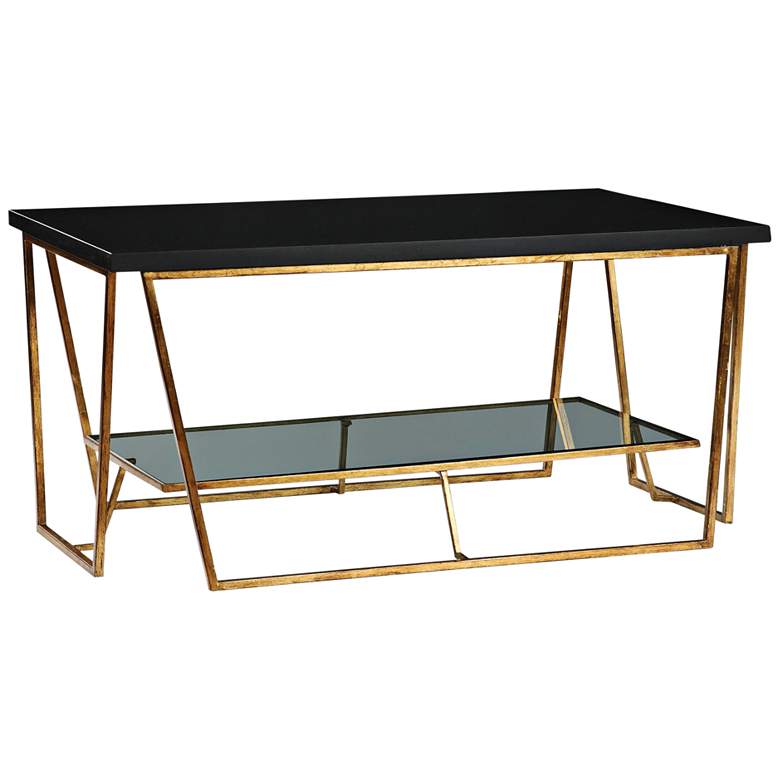 Image 1 Agnes 40 inch Wide Gold Leaf and Black Granite Coffee Table
