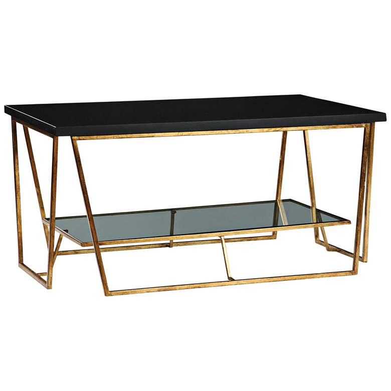 Image 1 Agnes 40" Wide Gold Leaf and Black Granite Coffee Table