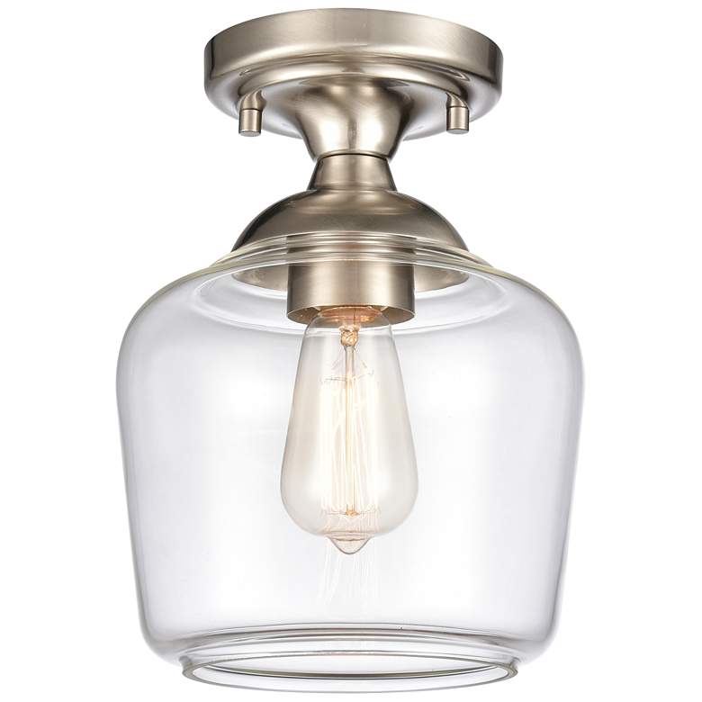 Image 1 Agnes 8" Wide 1-Light Semi Flush Mount - Satin Nickel