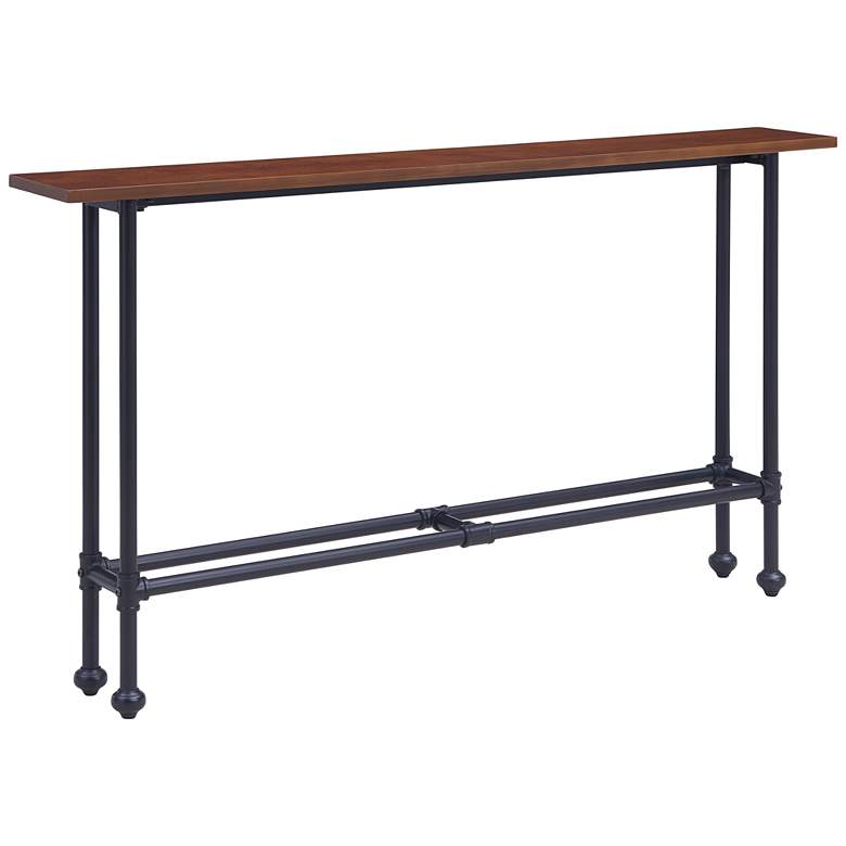 Image 2 Agnew 56 inch Wide Espresso Wood Black Iron Console Table