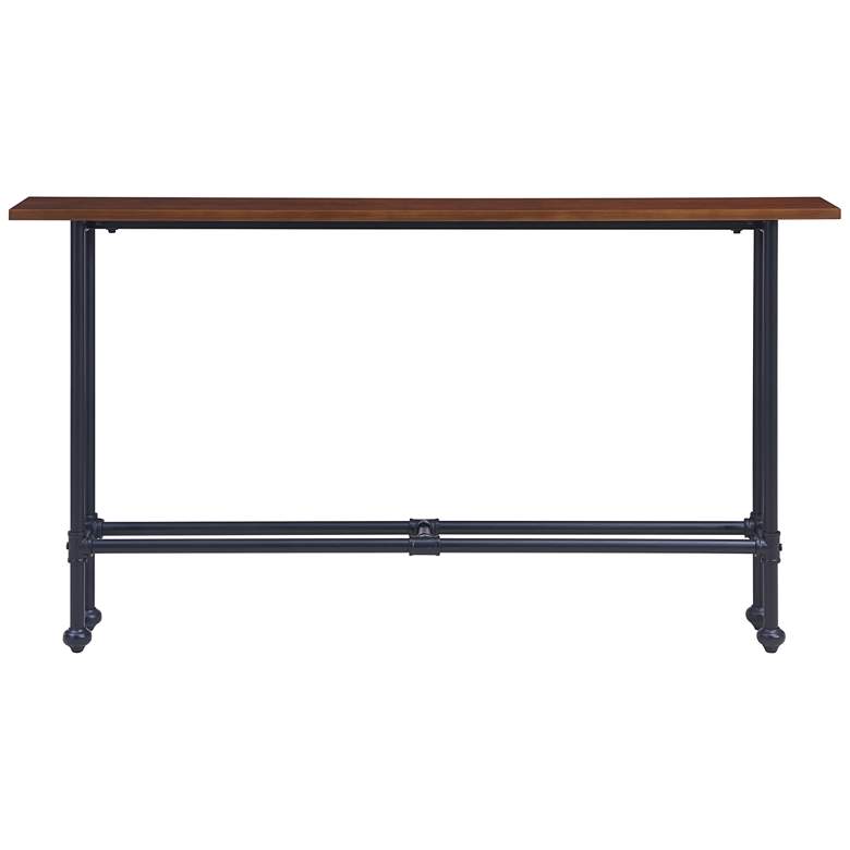 Image 4 Agnew 56 inch Wide Espresso Wood Black Iron Console Table more views