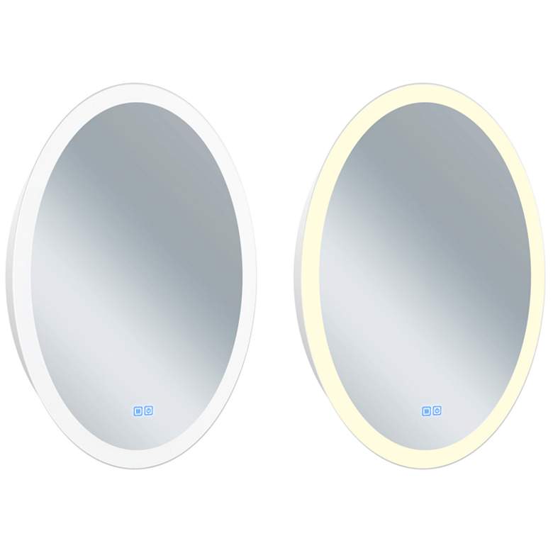 Image 1 Agostino Oval Matte White LED 22 in. Mirror