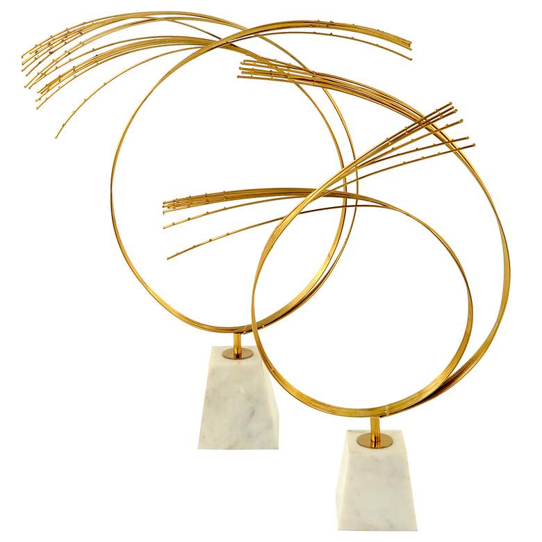 Image 2 Agra Statue - Large - Gold Finish on Metal with White Marble Base more views