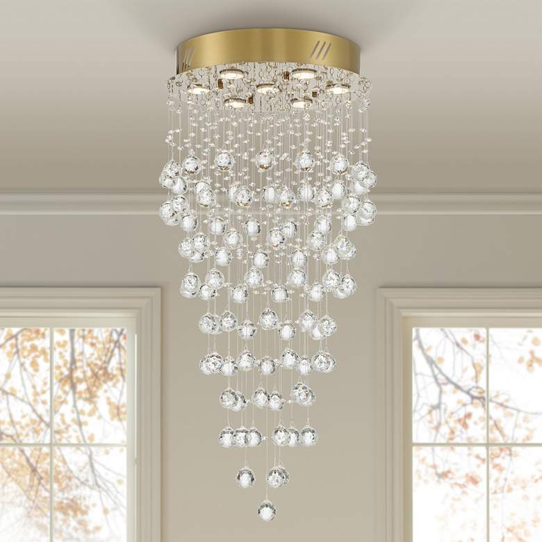 Image 1 Aida 18 inch Wide Gold Pouring Crystal Ceiling Light