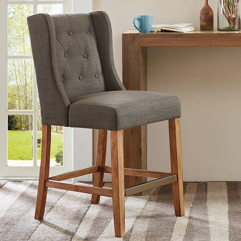 Image 1 Aida 25" Charcoal Fabric Tufted Counter Stool