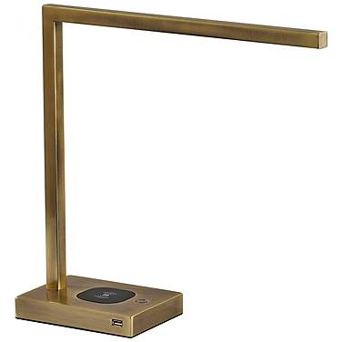 Aidan Brass LED Wireless Charging Desk Lamp with USB Port