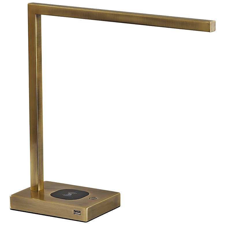 Image 1 Aidan Brass LED Wireless Charging Desk Lamp with USB Port