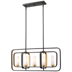 Aideen 32" Wide Bronze Gold 5-Light Linear Pendant