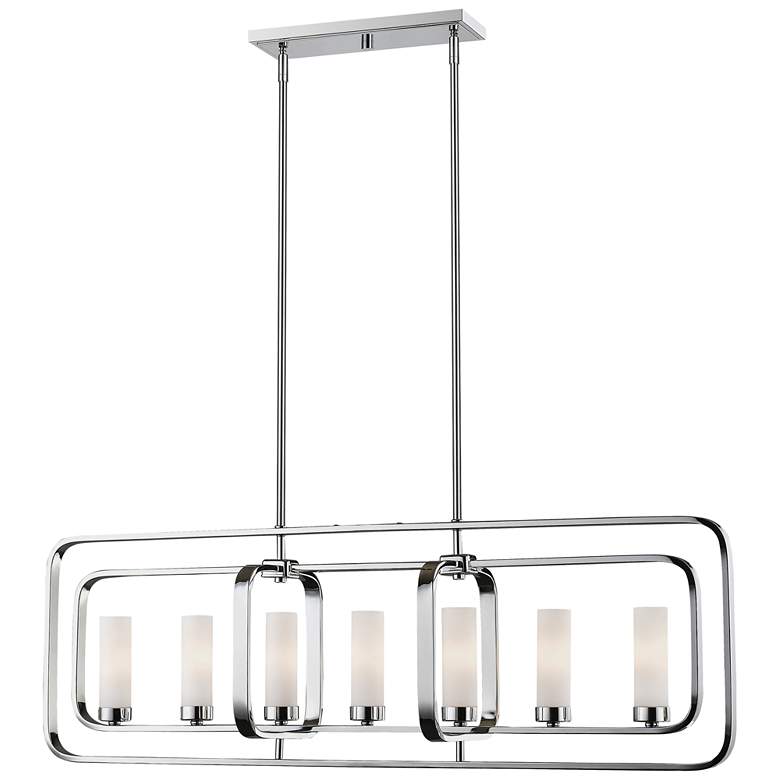 Image 1 Aideen 42 1/4" Wide Chrome 7-Light Linear Pendant