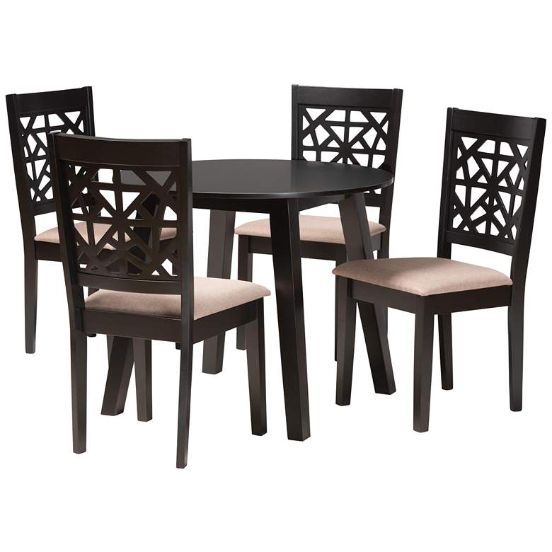 Image 2 Aiden Beige Fabric 5-Piece Dining Table and Chairs Set