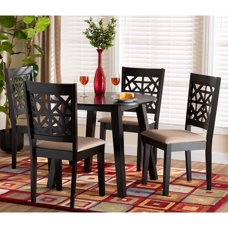 Image 1 Aiden Beige Fabric 5-Piece Dining Table and Chairs Set