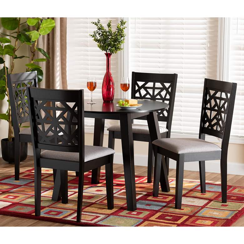 Image 1 Aiden Gray Fabric 5-Piece Dining Table and Chairs Set
