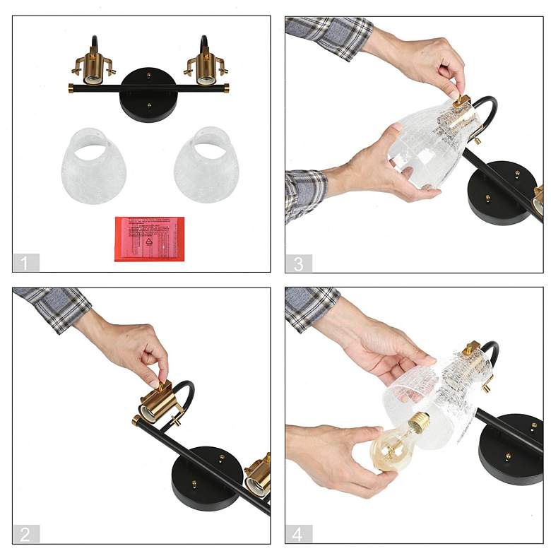 Image 7 Aidtyrtm 2-Light 13.8" Wide Black Brass Bath Vanity Light more views