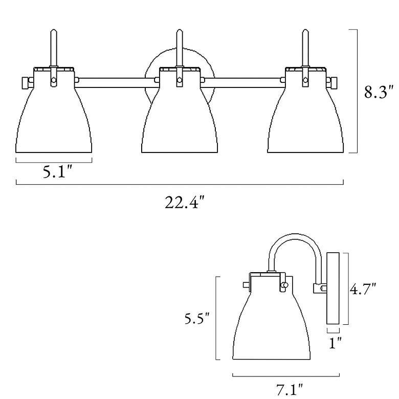 Image 4 Aidtyrtm 22 1/2" Wide Black Brass 3-Light Bath Light more views