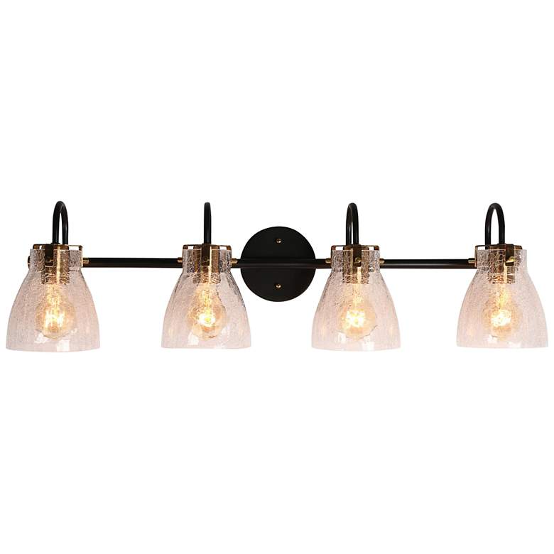 Image 1 Aidtyrtm 30 3/4" Wide Black Brass Metal 4-Light Bath Light