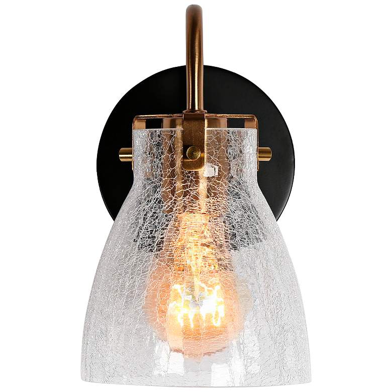 Image 1 Aidtyrtm 8 1/4"H Matte Black and Plating Brass Wall Sconce