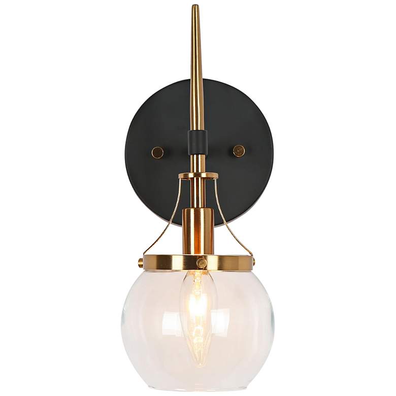 Image 1 Aiglitis 10 1/2"H Matte Black and Plating Brass Wall Sconce