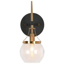 Aiglitis 10 1/2"H Matte Black and Plating Brass Wall Sconce